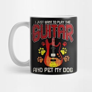 Vintage Just Want To Play The Guitar And Pet My Dog Mug